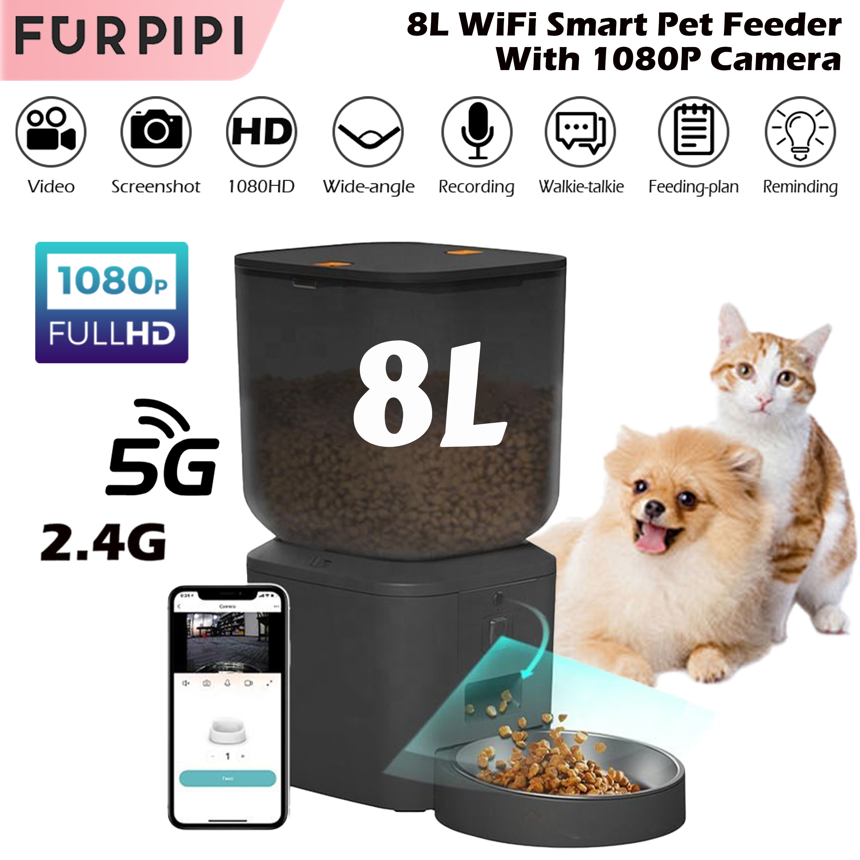 Kitchen Appliances Video - 8L Automatic Cat Feeder With 1080p