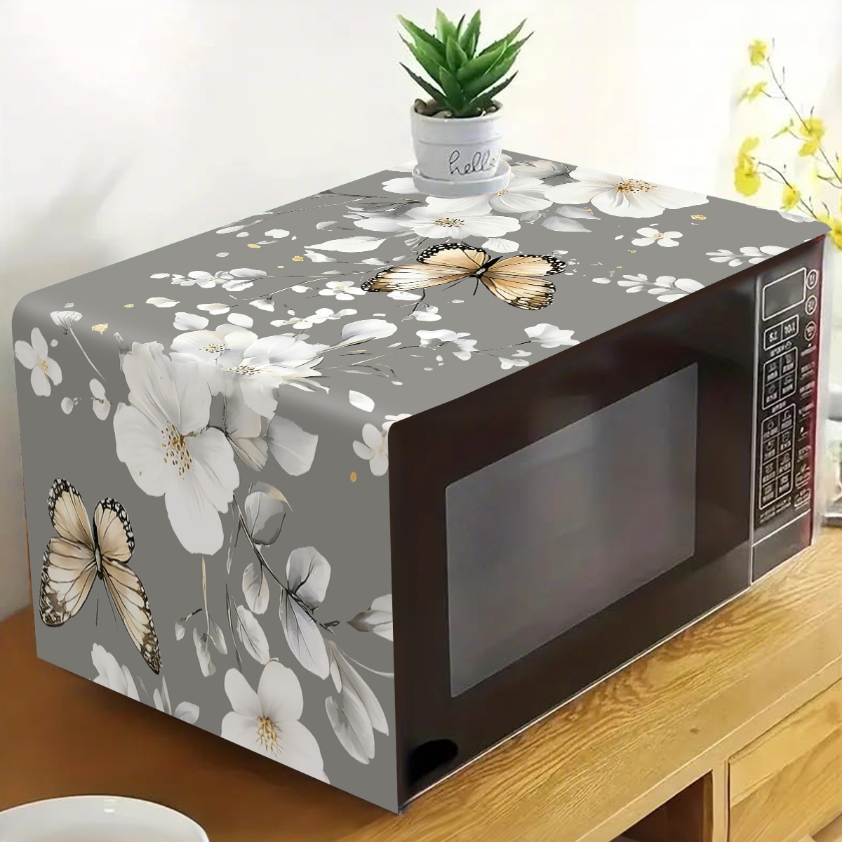 1pc  White Flower Microwave Du - Kitchen Appliances In White avaliação e preço