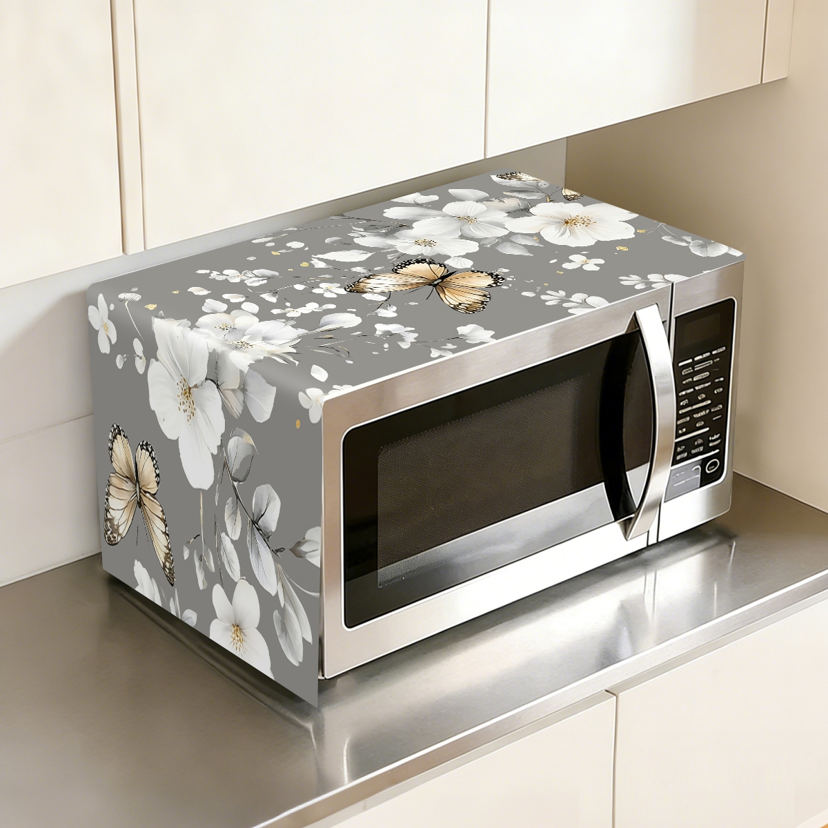 1pc  White Flower Microwave Du - Kitchen Appliances In White avaliação e preço