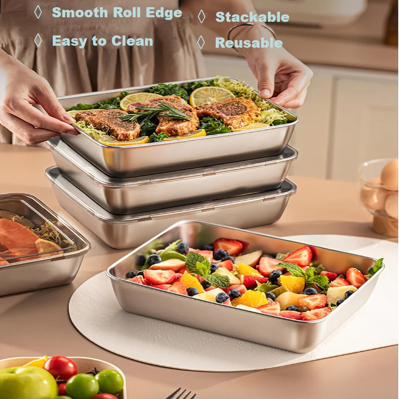 3pcs Stainless Steel Food Cont - Kitchen Appliances Store avaliação e preço