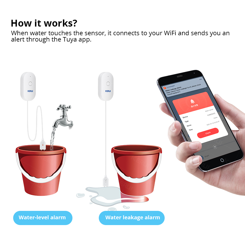 KERUI Smart  WiFi Water Sensor - Kitchen Appliances Video avaliação e preço
