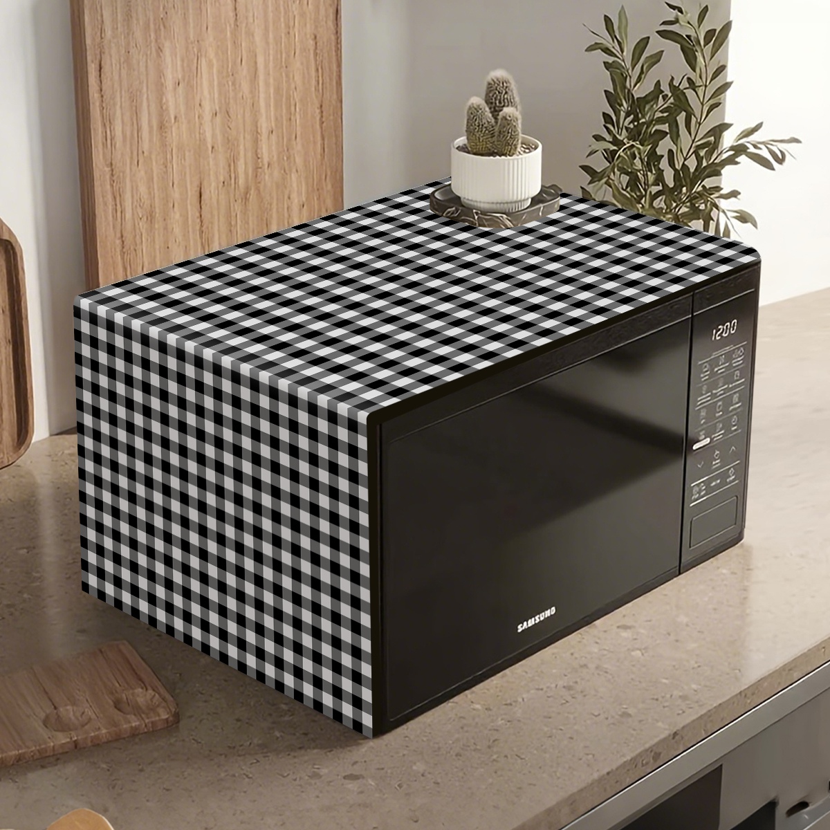 Black White Plaid Microwave Ov - Kitchen Appliances In White avaliação e preço