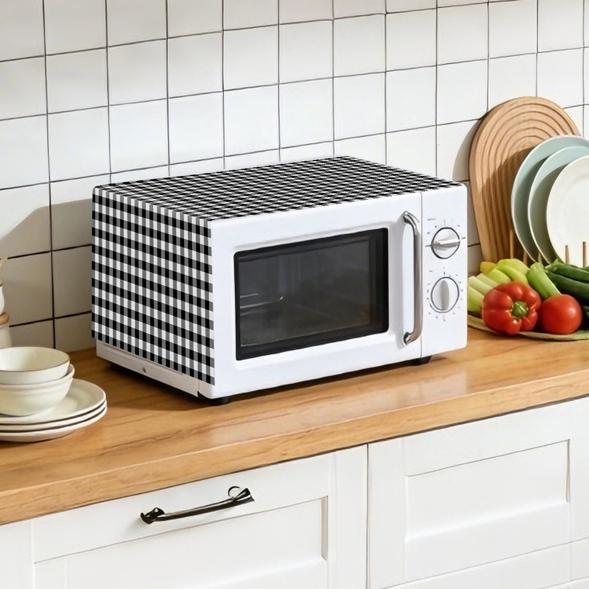 Black White Plaid Microwave Ov - Kitchen Appliances In White avaliação e preço
