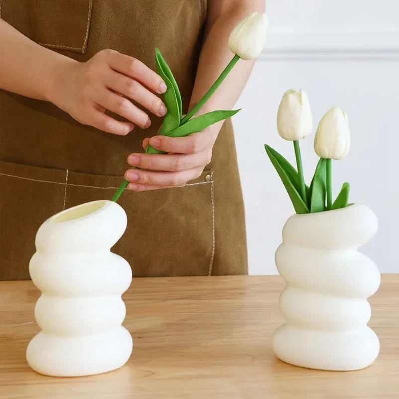 1PC Plastic Spiral White Vase  - Kitchen Appliances In White avaliação e preço