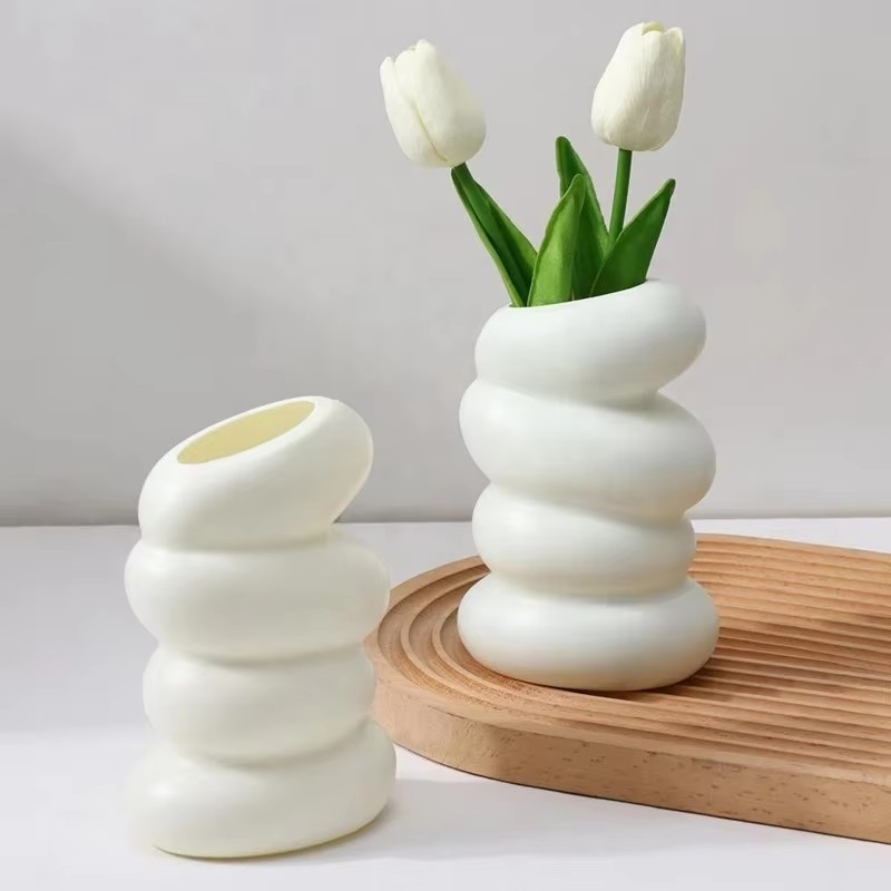 1PC Plastic Spiral White Vase  - Kitchen Appliances In White avaliação e preço