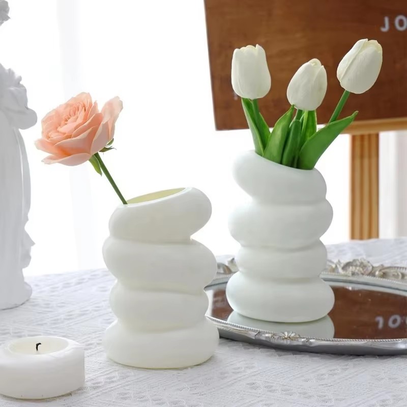 1PC Plastic Spiral White Vase  - Kitchen Appliances In White avaliação e preço