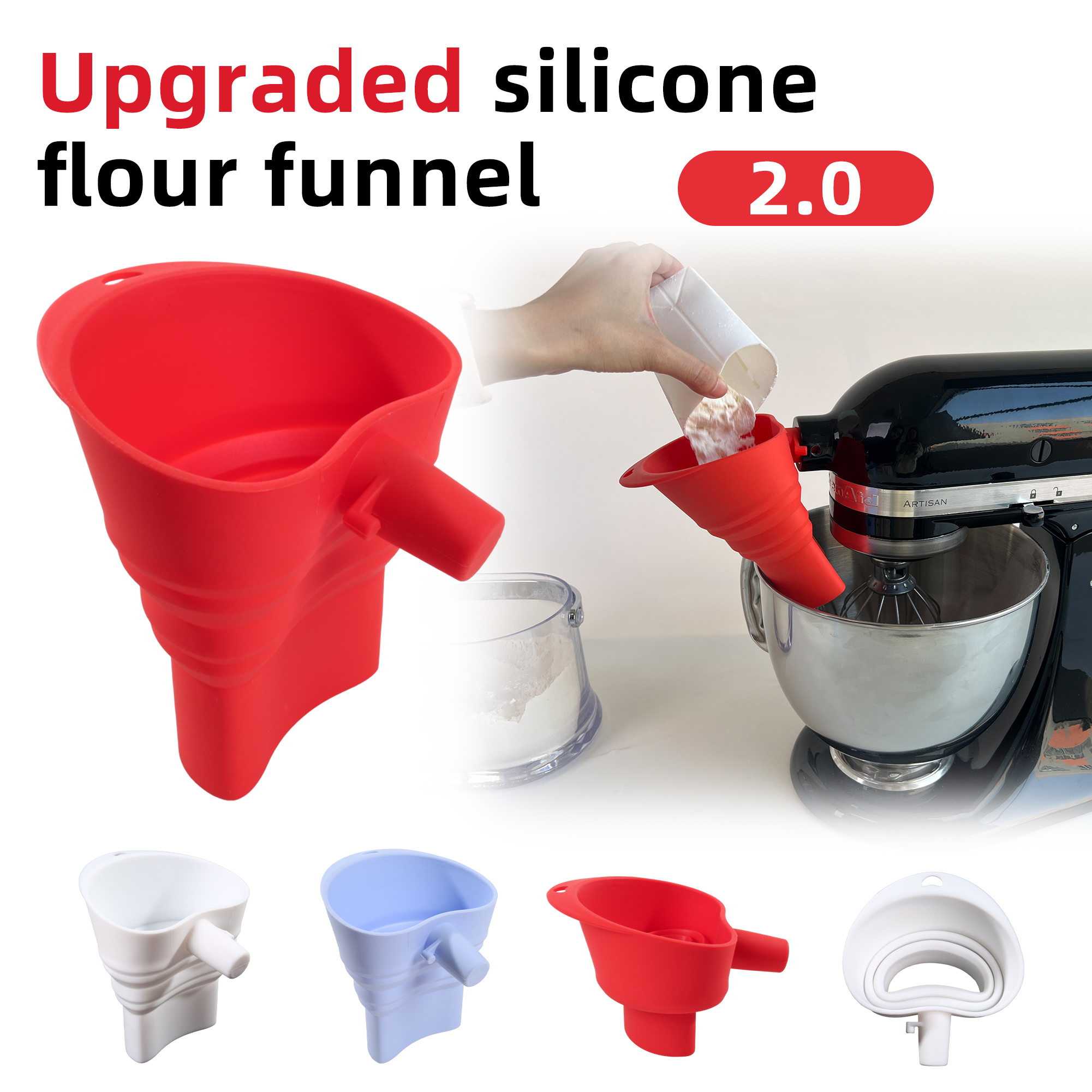 1/3pcs mix Silicone Flour Funn - Kitchen Appliances Integrated avaliação e preço