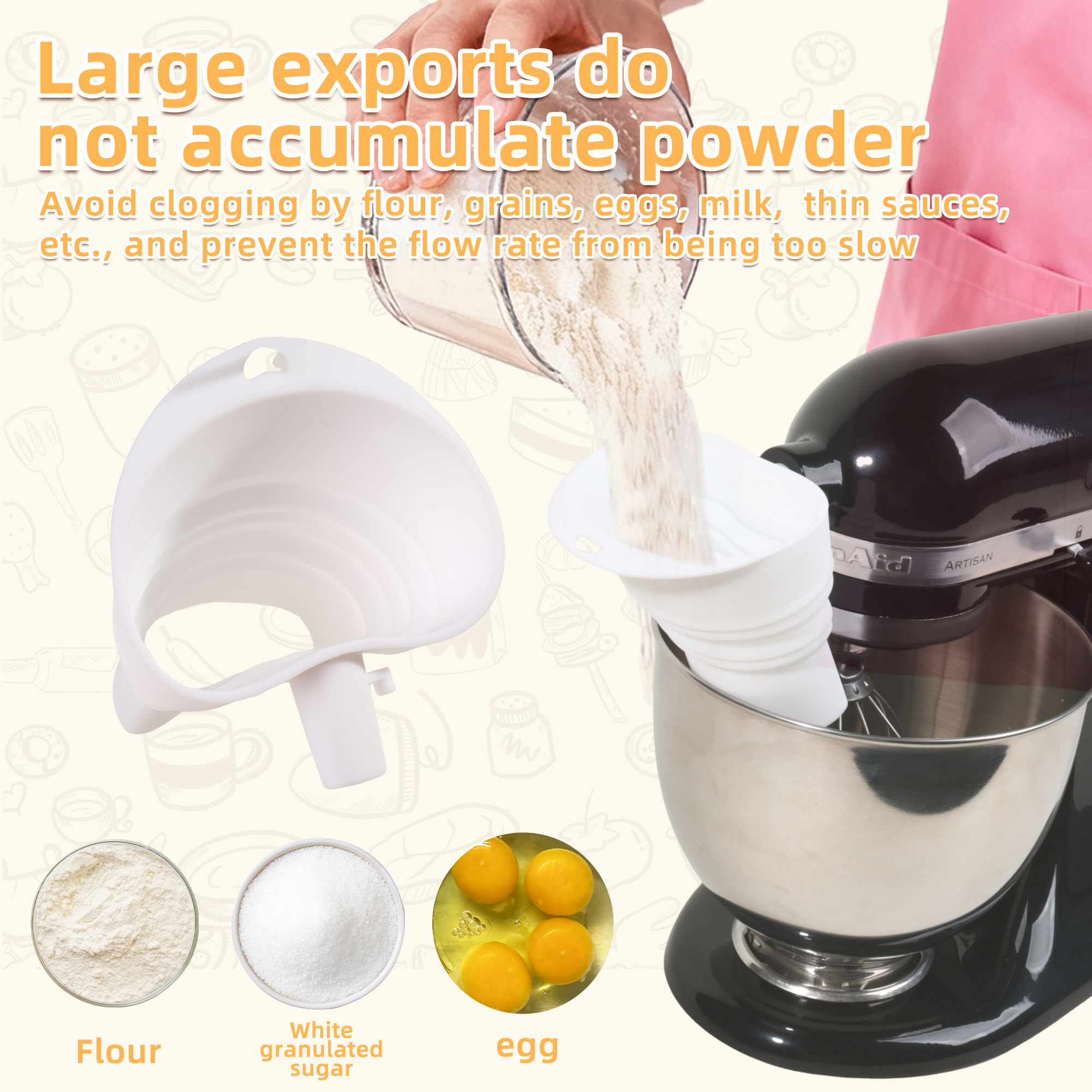 1/3pcs mix Silicone Flour Funn - Kitchen Appliances Integrated avaliação e preço